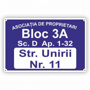 Placa Stradala personalizata 58x38 cm Asociatie Locatari