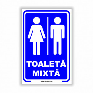A152 Semn indicator, (toaleta mixta),Tabla Aluminiu, Autocolant sau PVC