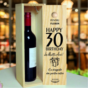 Cutie de Vin Aniversara Personalizata cu varsta, nume si mesaj
