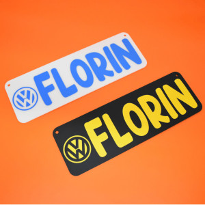 Placa auto personalizata cu numele tau + marca auto 30x10 cm