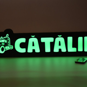 Placa led luminoasa interior in forma de camion 55x13 cm cu nume