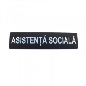 Placuta informativa de perete sau usa, ASISTENTA SOCIALA, 15x3.7 cm, efect oglinda
