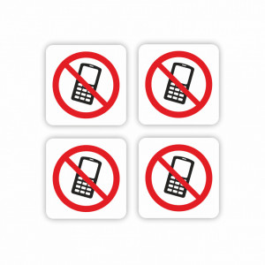 X313 Set 4 Stickere Autocolante 7x7 cm INTERZISA FOLOSIREA TELEFONULUI