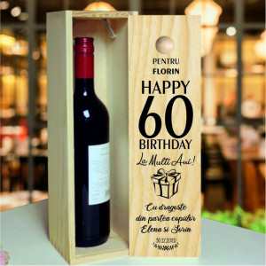 Cutie de Vin Aniversara Personalizata cu varsta, nume si mesaj