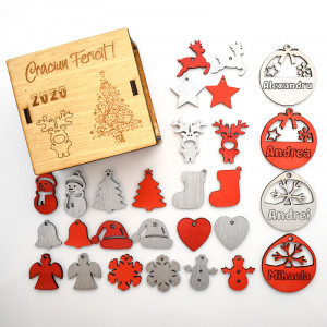 Cutiuta Magica cu globuri personalizate + 24 de ornamente Caciun
