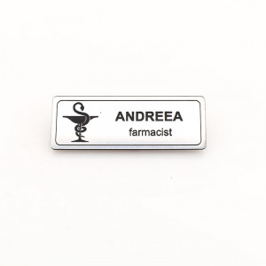 Ecuson Personalizat 2.4x7cm pentru Farmacist cu sistem de prindere