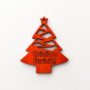 Ornament din lemn pentru pomul de Craciun DECO12 (Bradut + Craciun Fericit)