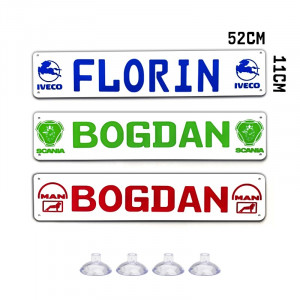 Placa Auto Personalizata cu Numele tau *LOGO masina * 52X11cm Standard pentru suportul auto
