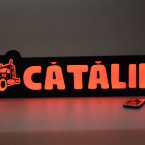 Placa led luminoasa interior in forma de camion 55x13 cm cu nume
