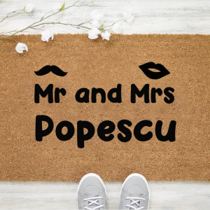 Pres intrare personalizat 40x60 cm cu Mr and Mrs
