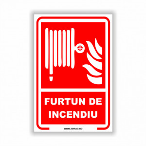 R227 Semn indicator, (furtun de incendiu), Tabla aluminiu, Autocolant sau PVC
