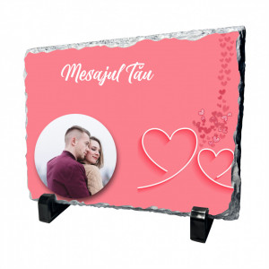 Rama foto, 20x15 cm, Piatra naturala Ardezie, Valentines Day, Personalizata cu poza Ta si Mesaj