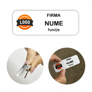 EC13 Ecuson Personalizat metalic 2.5x7cm cu sistem de prindere