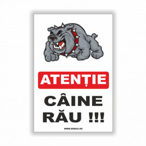 M107 Semn indicator, (atentie caine rau), Tabla aluminiu, Autocolant sau PVC