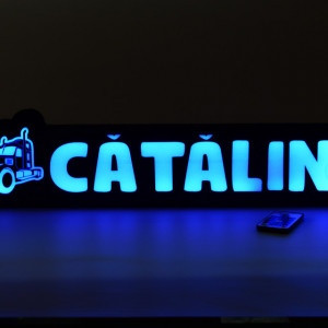 Placa led luminoasa interior in forma de camion 55x13 cm cu nume