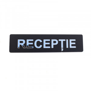 Placuta informativa de perete sau usa, RECEPTIE , 15x3.7 cm, efect oglinda