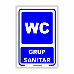 Semn indicator, (wc grup sanitar), Tabla aluminiu, Autocolant sau PVC
