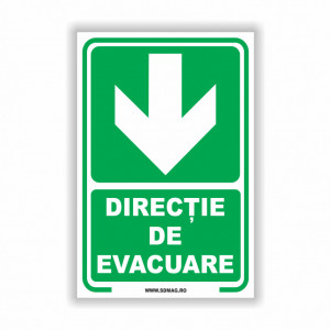 V246 Semn indicator, (directia de evacuare sageata jos),Tabla Aluminiu, Autocolant sau PVC
