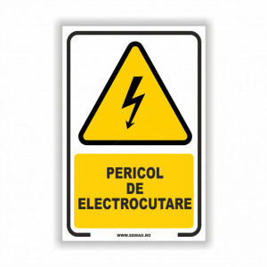 G121 Semn indicator, (pericol de electrocutare), Tabla aluminiu, Autocolant sau PVC