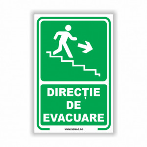 V247 Semn indicator, (directia de evacuare scari jos dreapta),Tabla Aluminiu, Autocolant sau PVC