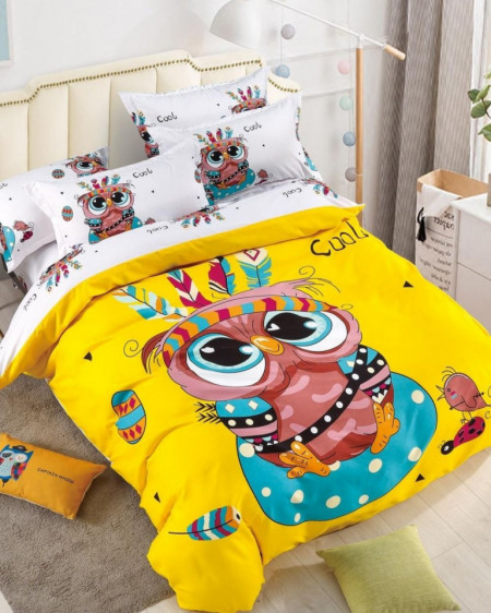 Lenjerie de Pat din Finet, Pat 2 Persoane, Baby Owl, FNJ-227