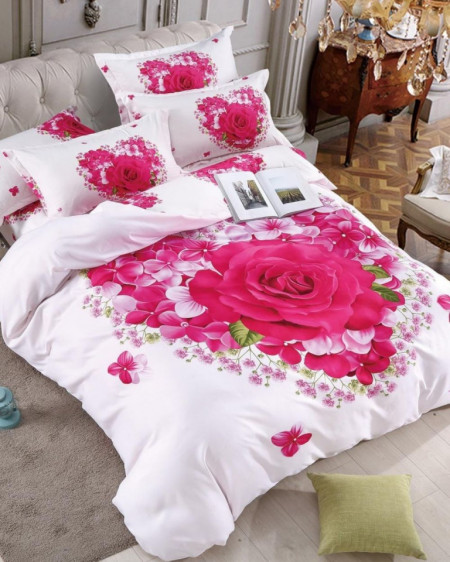 Lenjerie de Pat din Finet, Pat 2 Persoane, Pink Rose, FNJ-222