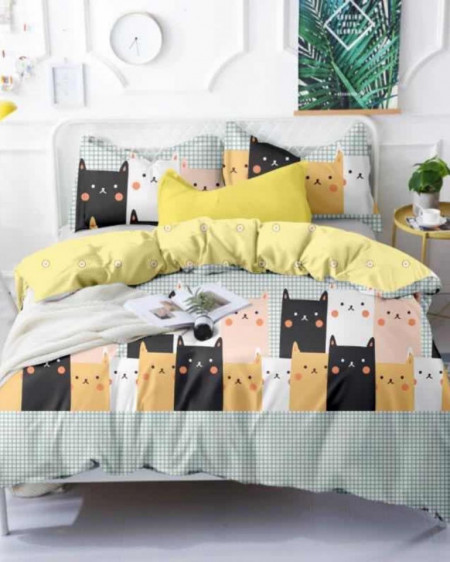 Lenjerie de Pat din Finet, Pat 2 Persoane, Surprised Cats, FNJ-169