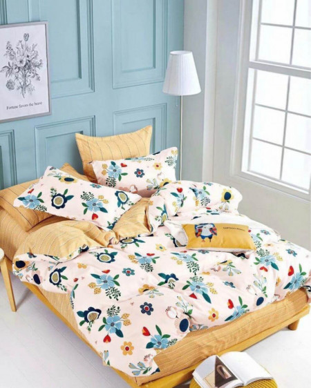 Lenjerie de Pat 1 Persoana, Finet, 4 Piese, Summer Flowers, FNJ1-67