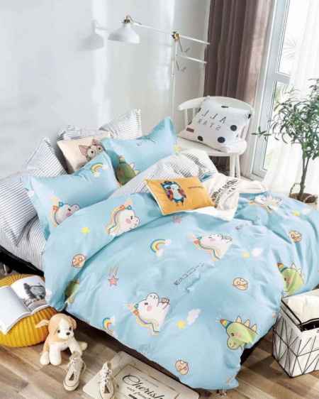 Lenjerie de Pat 1 Persoana, Finet, 4 Piese, Unicorni, FNJ1-37