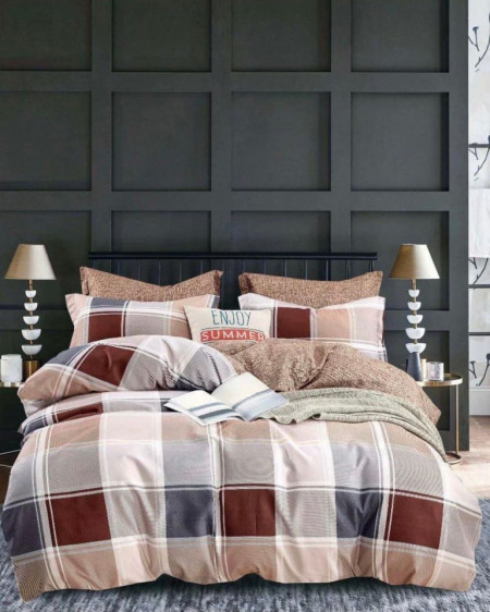 Lenjerie de Pat din Finet cu 2 Fete, 6 Piese, Pat 2 Persoane, Plaids, FNJ-235