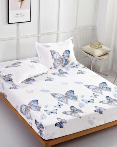 Husa de Pat cu Elastic + 2 Fete de Perna pentru Pat Dublu, Finet, Luxury Butterflies, HBF-16