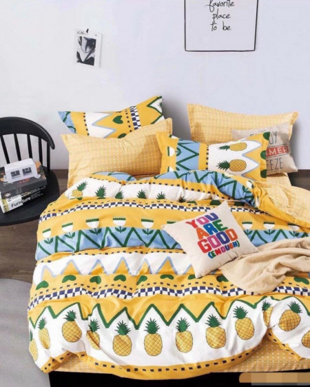 Lenjerie de Pat din Finet, Pat 2 Persoane, Ananas, FNJ-176