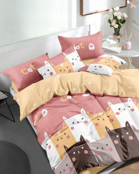 Lenjerie de Pat din Finet, Pat 2 Persoane, Cats, FNJ-187
