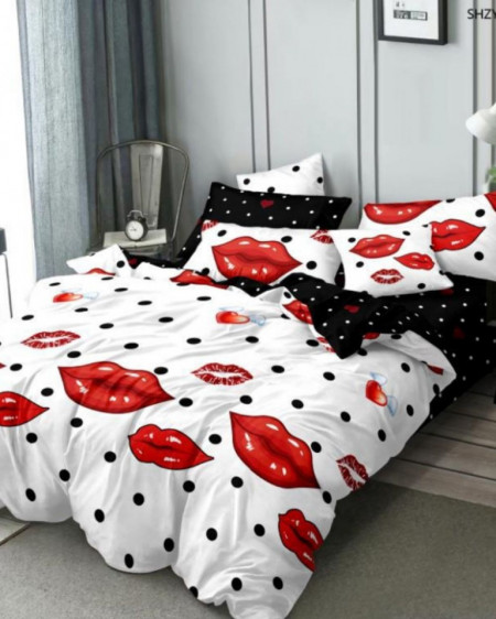 Lenjerie de Pat din Finet, Pat 2 Persoane, Kisses, FNJ-179