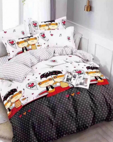 Lenjerie de Pat 1 Persoana, Finet, 4 Piese, Frogs, FNJ1-63