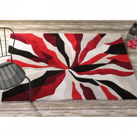 Covor Infinite Splinter Red, Flair Rugs, 160 x 220 cm, 100% poliester, rosu/bej/negru