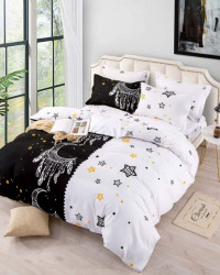 Lenjerie de Pat din Finet cu 2 Fete, 6 Piese, Pat 2 Persoane, Moon Star, FNJ-291