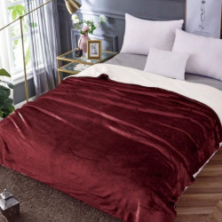 Patura Cocolino Dublă cu Blăniță, Pat 2 Persoane, Uni, Bordo, PDBJ-13