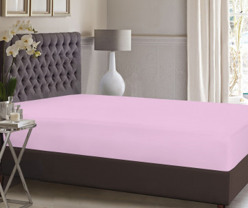 Cearsaf cu elastic pentru pat Bedora, 160 x 200 cm, bumbac ranforce, roz pal