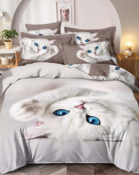 Lenjerie de Pat din Finet cu 2 Fete, 6 Piese, Pat 2 Persoane, Blue Eyes, FNJ-283