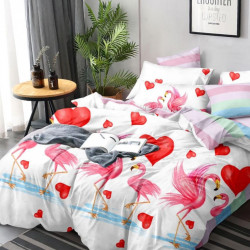 Lenjerie de Pat din Finet, Pat 2 Persoane, Lovely Flamingo, FNJ-216