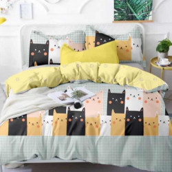 Lenjerie de Pat din Finet, Pat 2 Persoane, Surprised Cats, FNJ-169