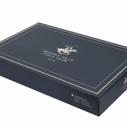 Lenjerie de pat dubla Red Navy, Beverly Hills Polo Club, 4 piese, 240 x 260 cm, 100% bumbac ranforce, alb/somon/crem