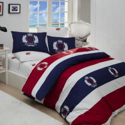 Lenjerie de pat pentru o persoana BHPC 002 - Red, 100% bumbac ranforce, Beverly Hills Polo Club, multicolor