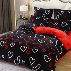 Set Lenjerie Pufoasa Cocolino cu 2 Fete, 6 Piese, Pat 2 Persoane, Hearties, LCJ6-25