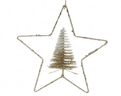 Decoratiune Star w tree, Decoris, 30x6 cm, metal, sampanie/auriu