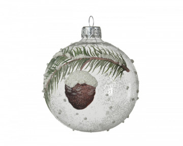 Glob Branch w pinecone, Decoris, Ø8 cm, sticla, transparent