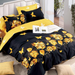 Lenjerie de Pat din Finet, Pat 2 Persoane, Golden Butterflies, FNJ-228