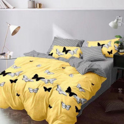 Lenjerie de Pat Finet Satinat, 6 piese, Yellow Butterfly - FNY-34