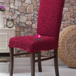 Huse Elastice si Creponate fara Volane pentru Scaune - 6 Piese - Bordo